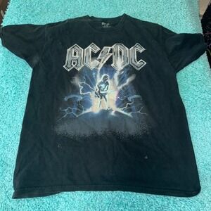 ACDC T-Shirt Black Rock Band Graphic Tee Large Mens Short Sleeve‎